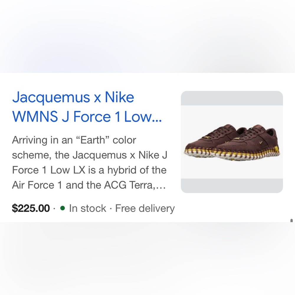 Jacquemus Nike collab 11 women Men9.5 Brown suede j force one nwt gold limited
